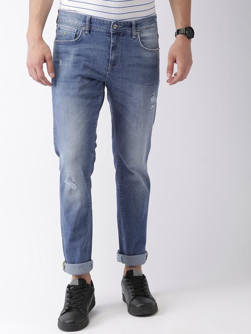 blue light washed ripped denim jeans - 17809713 - Very Small Image - 1