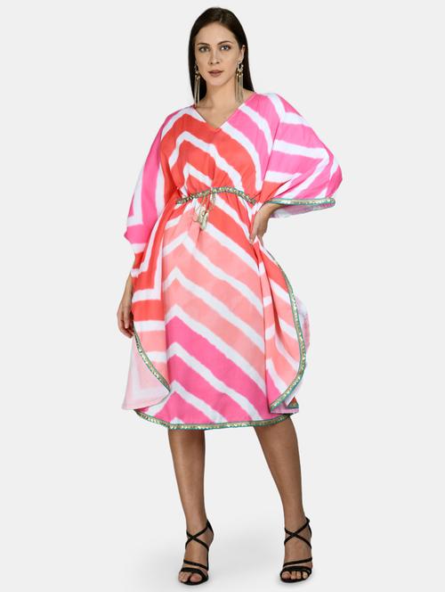 tie front striped kaftan dress - 17810012 - Very Small Image - 1