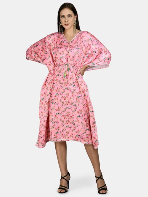 tie front floral kaftan dress - 17810013 - Very Small Image - 1