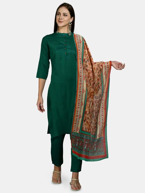 green silk kurta pant set - 17810217 - Very Small Image - 1