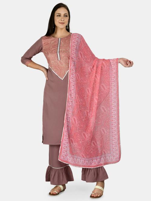 purple silk kurta palazzo set - 17810218 - Very Small Image - 1