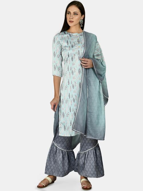 blue kurta sharara set - 17810219 - Very Small Image - 1