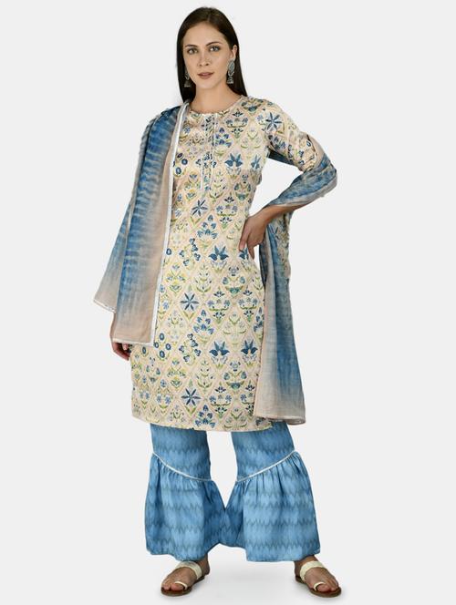 multi colored kurta sharara set - 17810221 - Very Small Image - 1