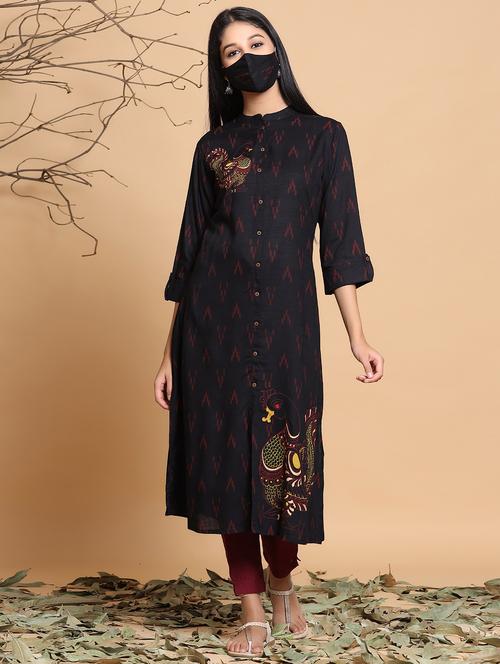 ikat printed a-line kurta - 17810263 - Very Small Image - 1