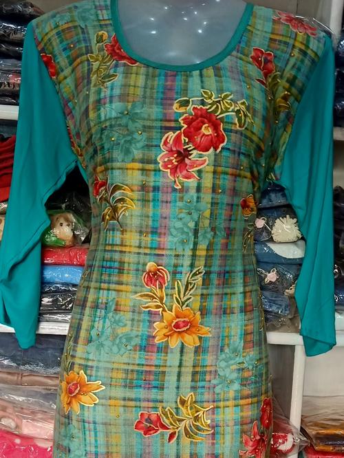 green rayon kurti - 17810285 - Very Small Image - 1