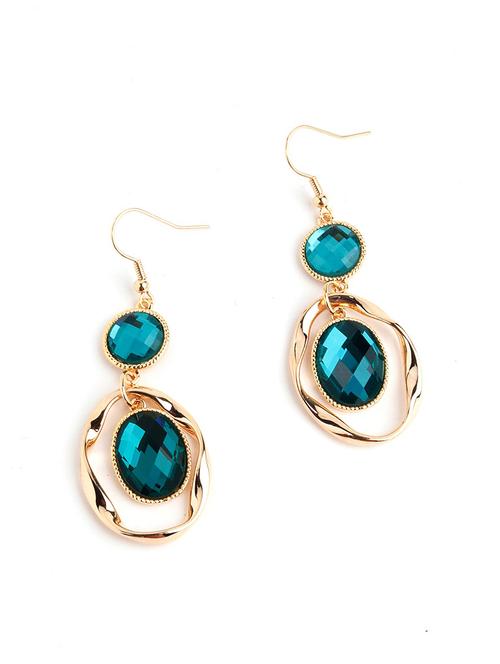 green metal drop earring - 17810712 - Very Small Image - 1