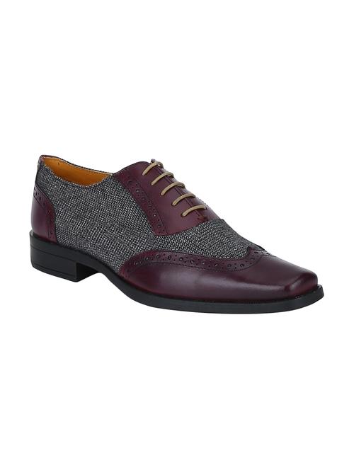 maroon leather laceup oxfords - 17811325 - Very Small Image - 1