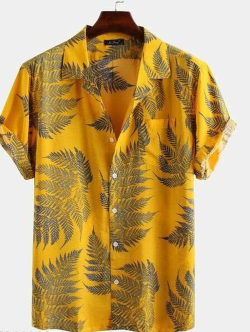 yellow cotton casual shirt - 17811384 - Very Small Image - 1