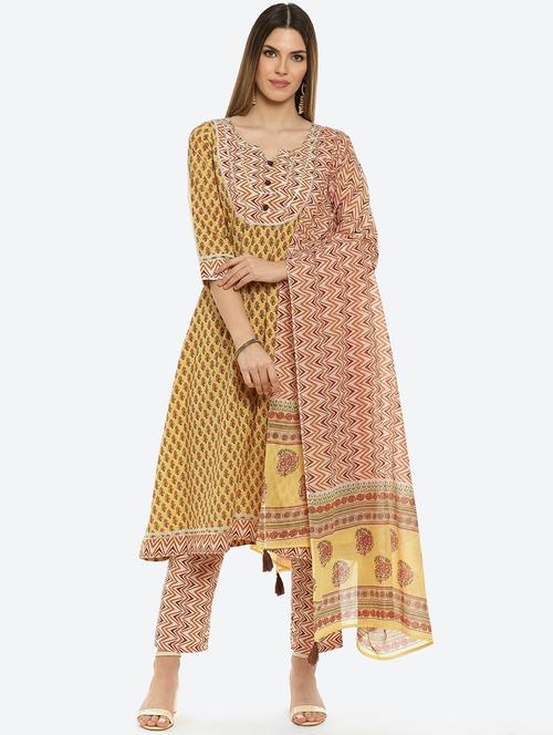 yellow cotton kurta pant set - 17811539 - Very Small Image - 1