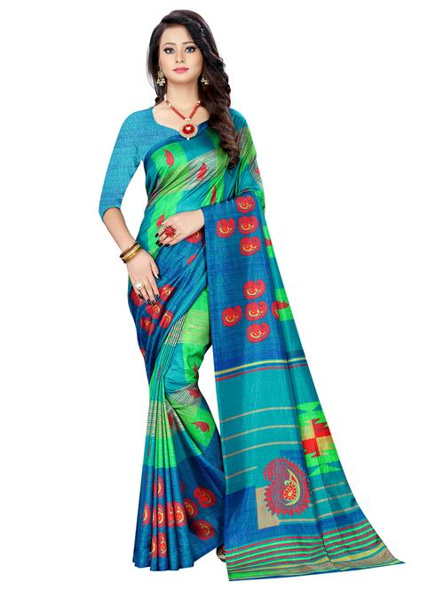 multi colored dupion printed saree - 17811612 - Very Small Image - 1