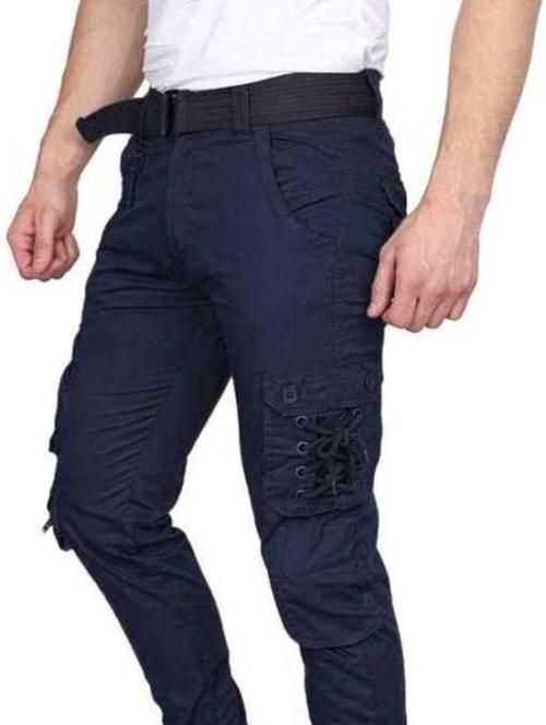 blue cotton casual trousers - 17811830 - Very Small Image - 1