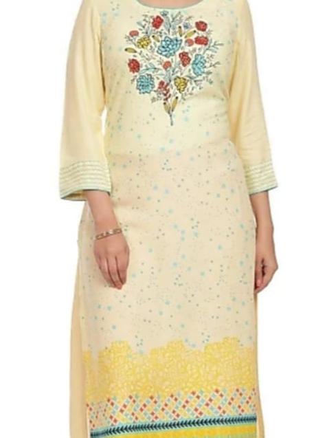 yellow cotton kurti - 17812043 - Very Small Image - 1