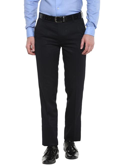black solid flat front formal trouser - 17812166 - Very Small Image - 1