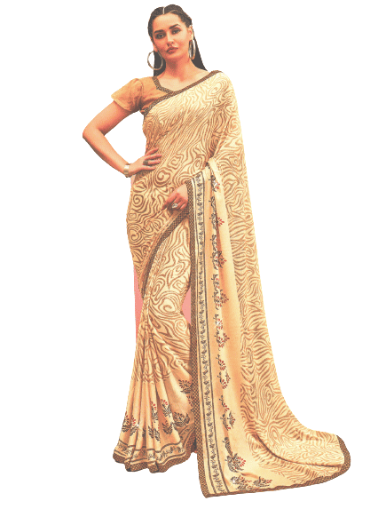 cream rayon saree - 17812671 - Very Small Image - 1