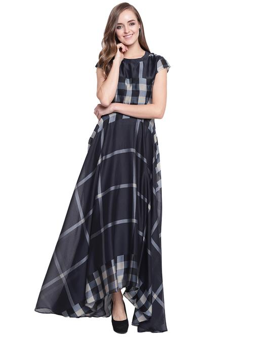 round neck printed flared dress - 17812913 - Very Small Image - 1
