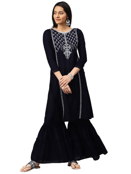 embroidered kurta sharara set - 17812937 - Very Small Image - 1