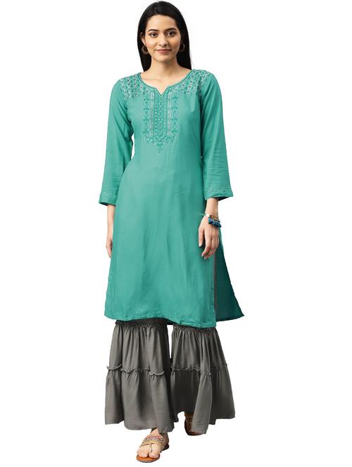 embroidered kurta sharara set - 17812939 - Very Small Image - 1