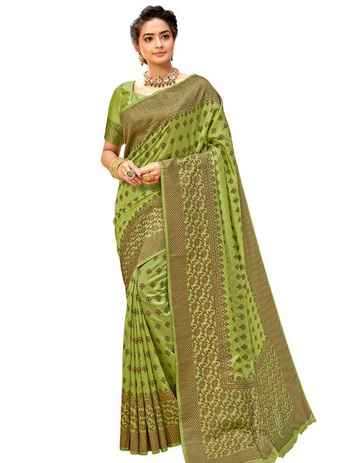 green art silk bhagalpuri saree with blouse - 17813057 - Very Small Image - 1