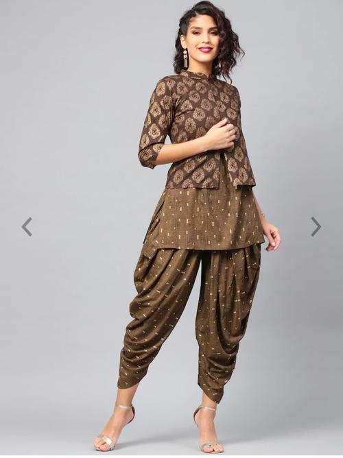 viscose blend olive brown & golden - 17814901 - Very Small Image - 1