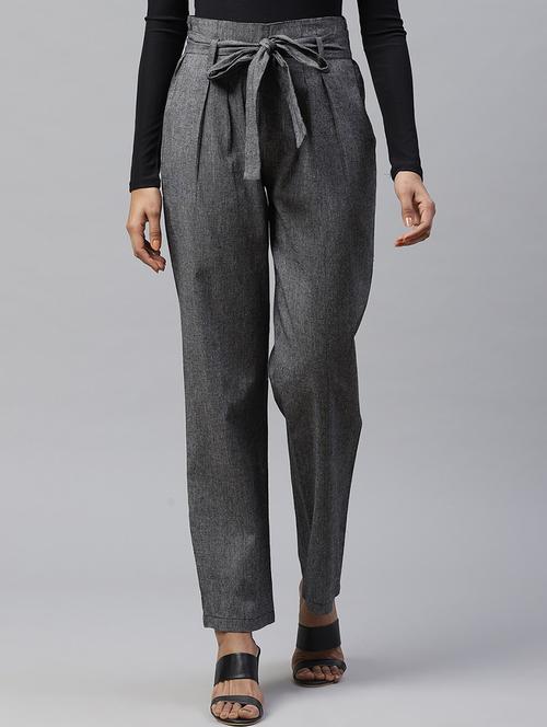 tie front solid pleated trouser - 17815087 - Very Small Image - 1