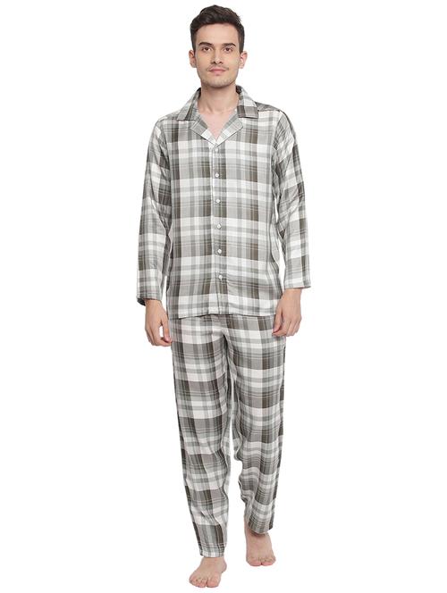 olive green checkered sleepwear set - 17815303 - Very Small Image - 1