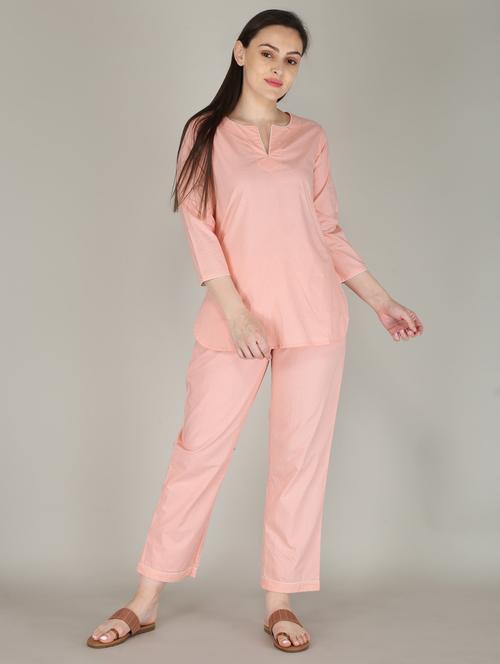 orange solid nightwear pajama set - 17815345 - Very Small Image - 1