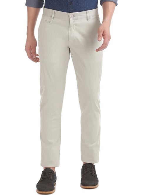 grey solid chinos casual trouser - 17815675 - Very Small Image - 1