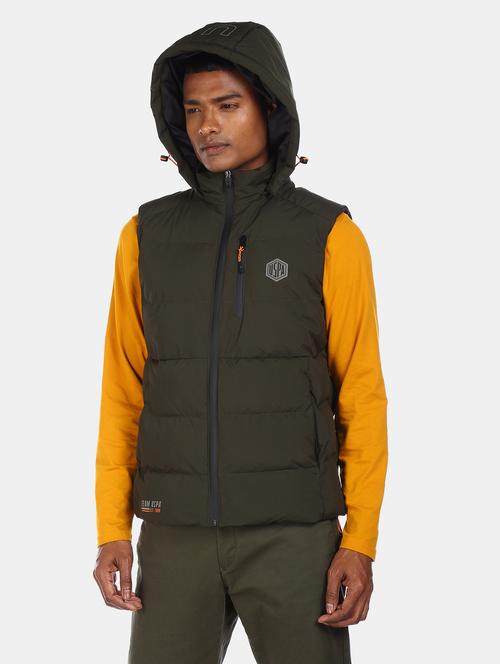 olive green solid quilted jacket - 17815979 - Very Small Image - 1