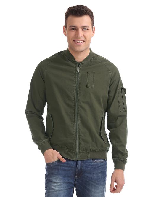olive green solid bomber jacket - 17815995 - Very Small Image - 1