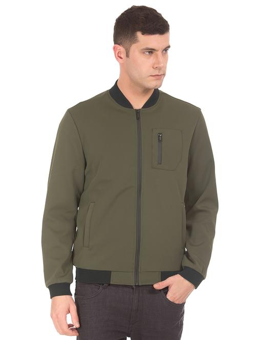 olive green solid bomber jacket - 17816058 - Very Small Image - 1