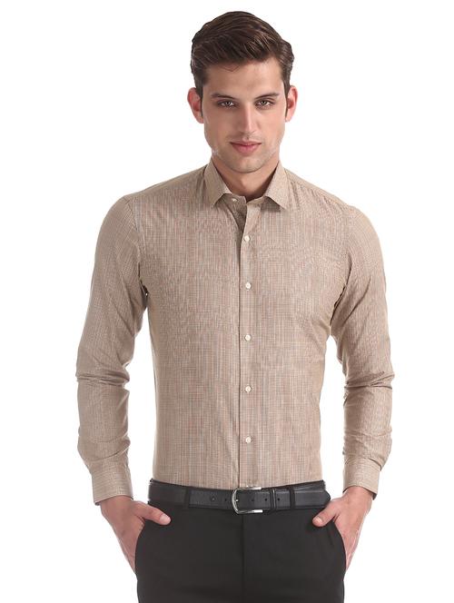brown checkered formal shirt - 17816106 - Very Small Image - 1