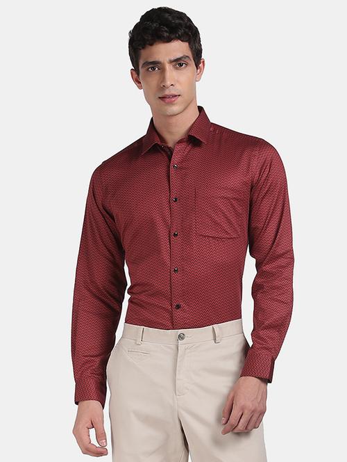 maroon printed formal shirt - 17816158 - Very Small Image - 1