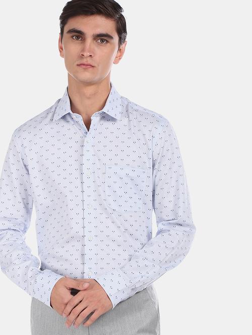 light blue printed formal shirt - 17816273 - Very Small Image - 1