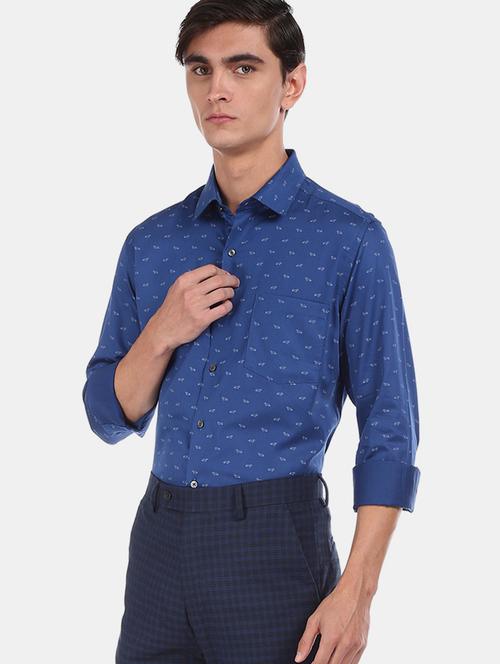 blue printed formal shirt - 17816286 - Very Small Image - 1