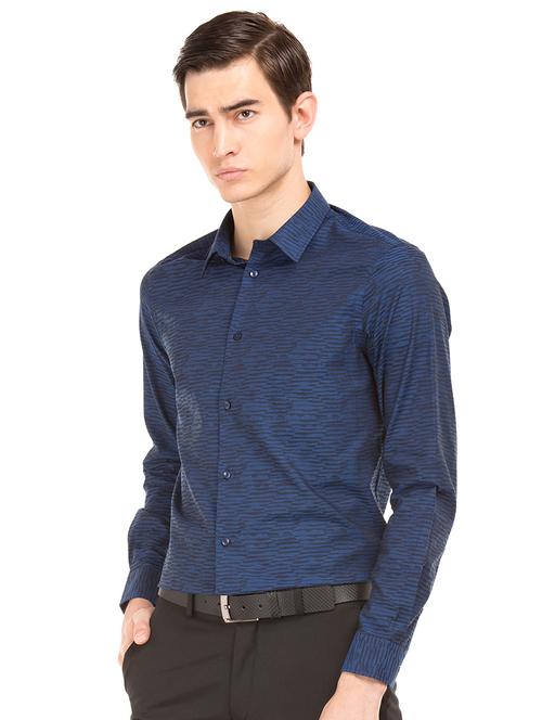 navy blue printed formal shirt - 17816292 - Very Small Image - 1