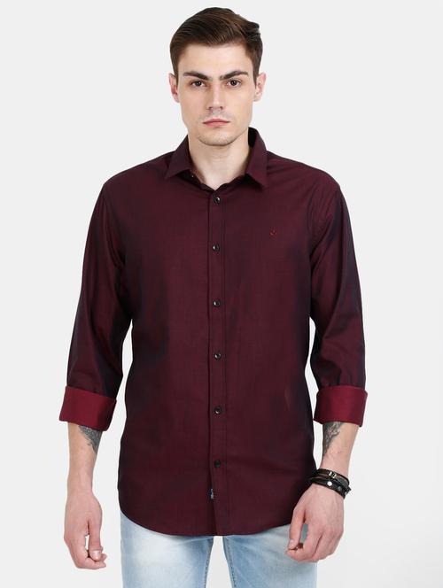 maroon solid casual shirt - 17816443 - Very Small Image - 1