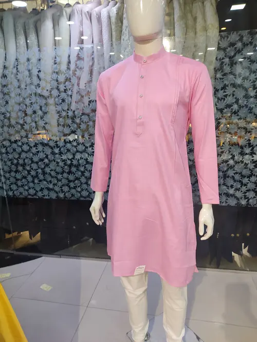 pink cotton kurta pajama set - 17816744 - Very Small Image - 1