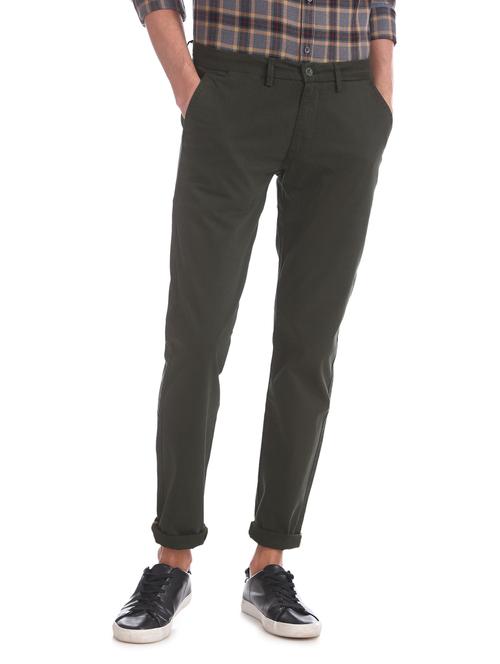 olive green solid chinos - 17816913 - Very Small Image - 1