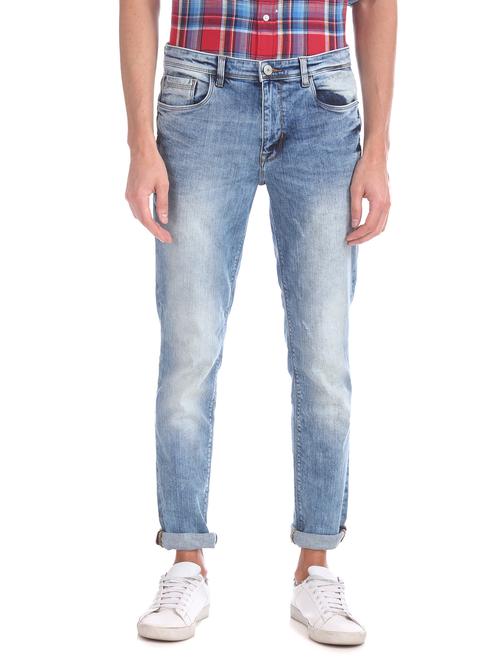 light blue heavy washed denim jeans - 17817054 - Very Small Image - 1