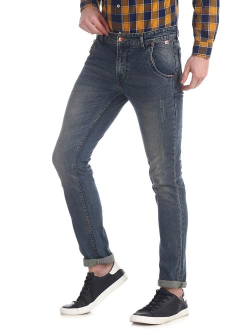 blue light washed ripped denim jeans - 17817063 - Very Small Image - 1