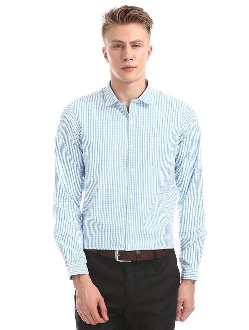blue checkered formal shirt - 17817276 - Very Small Image - 1