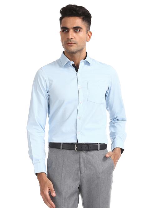 light blue self design formal shirt - 17817286 - Very Small Image - 1