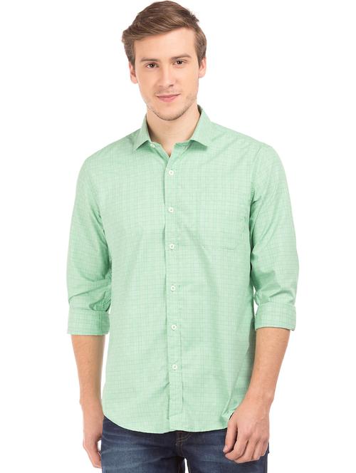 sea green checkered casual shirt - 17817350 - Very Small Image - 1