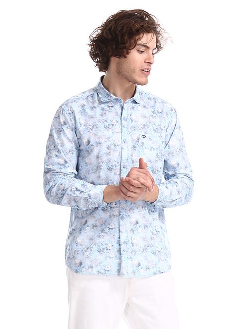light blue floral casual shirt - 17817368 - Very Small Image - 1
