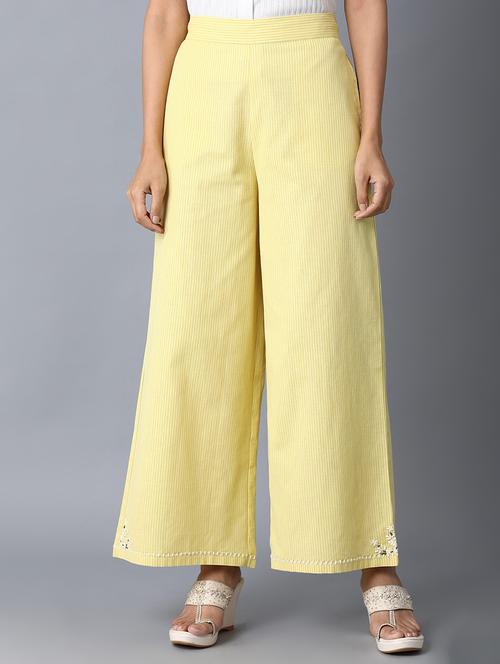 yellow cotton straight palazzo - 17818084 - Very Small Image - 1