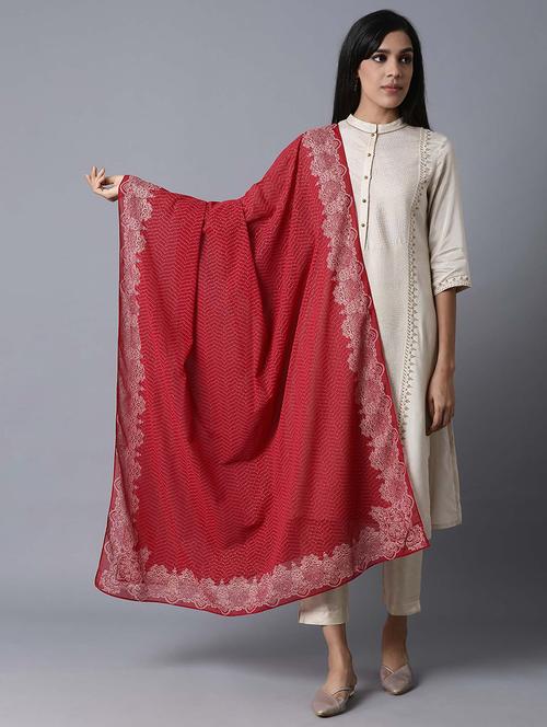 red polyester dupatta - 17818287 - Very Small Image - 1