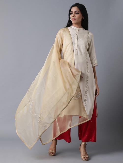 gold nylon dupatta - 17818290 - Very Small Image - 1