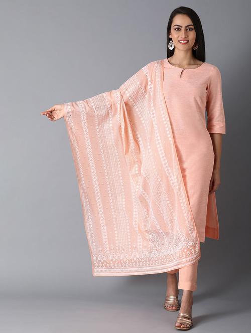 orange cotton dupatta - 17818311 - Very Small Image - 1