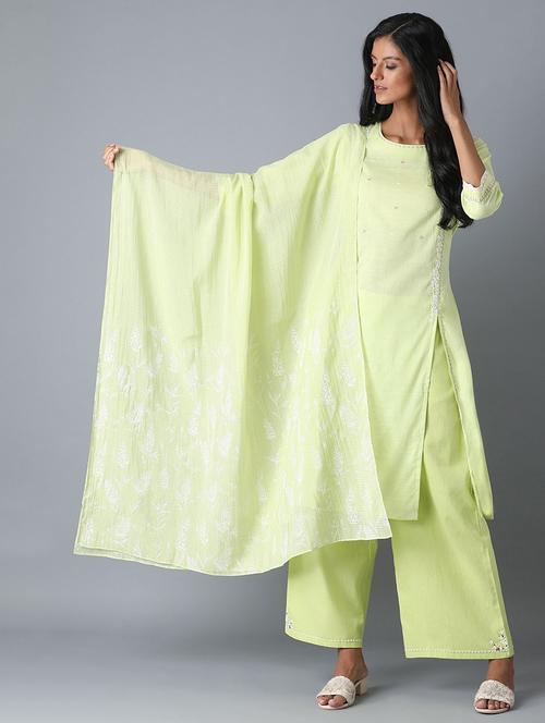 green floral print woven dupatta - 17818318 - Very Small Image - 1