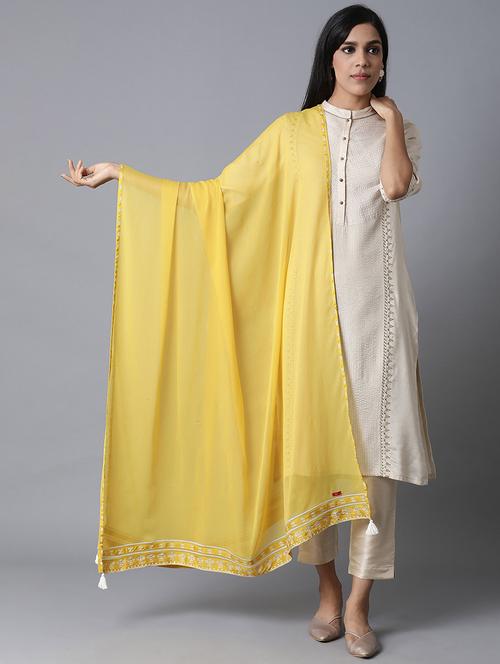 yellow polyester dupatta - 17818349 - Very Small Image - 1